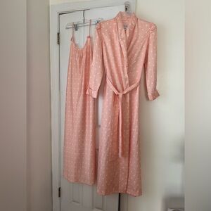 GEORGETTE TRABOLSI 70’s 2 Piece SATIN Polka Dot NEGLIGEE LINGERIE M